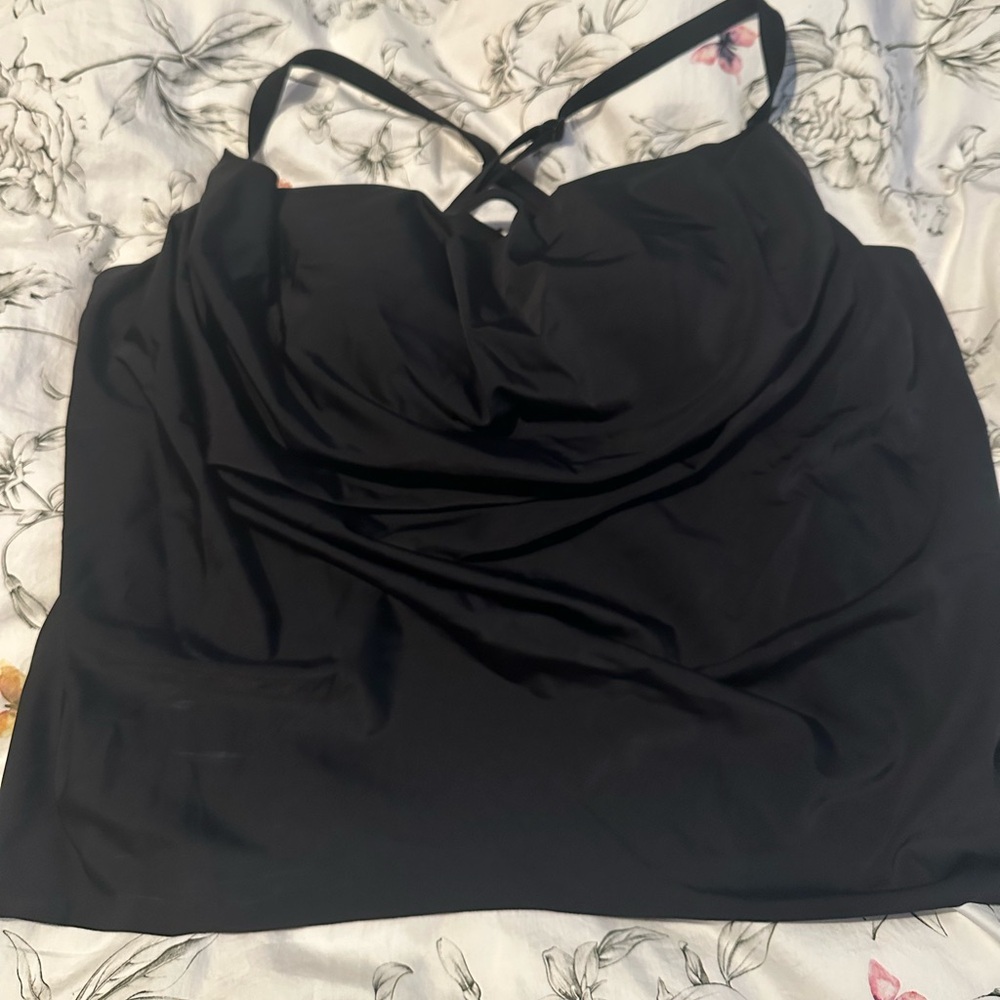 Torrid Black Cowl Neck Tankini Swim Top